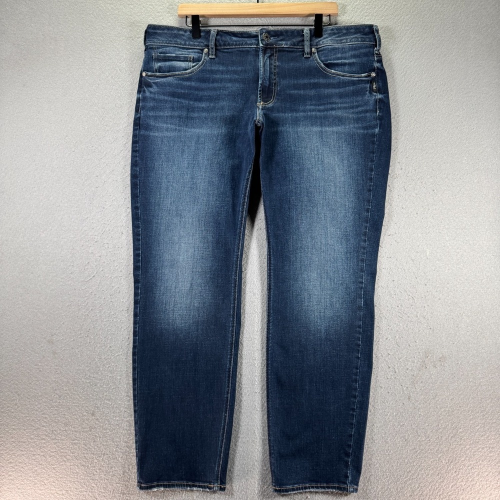 Silver Jeans Britt Straight Women 18W 13L Blue Medium Wash Denim Comfort Stretch